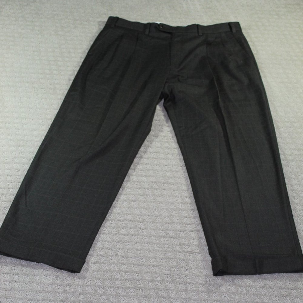 Ralph Lauren Size 36x29 Charcoal Grey Windowpane Patterned Dress Slacks